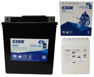 AKUMULATOR EXIDE ETX7L-BS/YTX7L-BS 12V 6Ah 100A