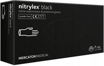 RĘKAWICZKI RĘKAWICE NITRYLOWE BEZPUDROWE CZARNE MERCATOR NITRYLEX 100szt L