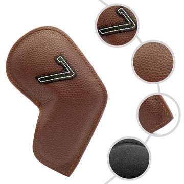 10 шт. Накладки на голову для гольфа, 7, 8, 9, A, S, P, коричневые.