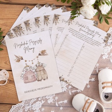 Baby Shower GAME BOHO Имена и предметы 10 шт.
