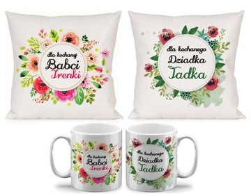 2 ZESTAWY PODUSZKA + KUBEK NA DZIEŃ BABCI I DZIADKA PREZENT