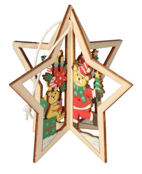 BOMBKI NA CHOINKĘ DREWNIANE OZDOBA DO STROIKA 1SZT