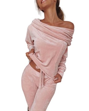 DRES WELUROWY KOMPLET ZESTAW SPODNIE BLUZA 36 S