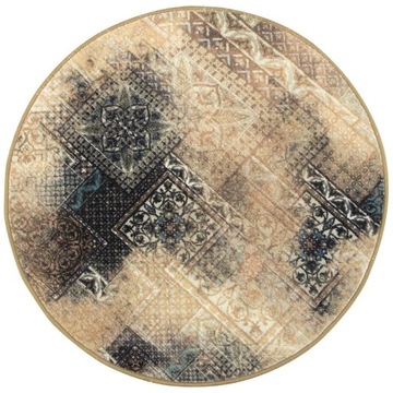 śr. 67 cm OKRĄGŁY DYWAN PATCHWORK BEŻ DO SALONU