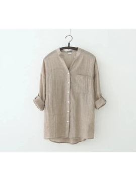 Elegant Feminine Shirts Cotton Linen Large Size Bl