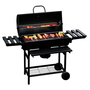 УГОЛЬНЫЙ САДОВЫЙ ГРИЛЬ С КРЫШКОЙ И ПОЛКАМИ VL09, ЧЕРНЫЙ