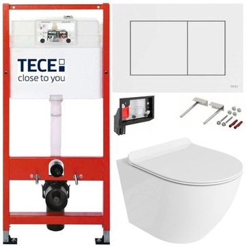 TECE ZESTAW PODTYNKOWY WC MISKA RIMLESS PRZYCISK BIAŁY POŁYSK FRESH 7W1