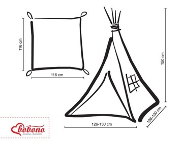 Комплект MINI: палатка-вигвам TIPI + коврик + подвески
