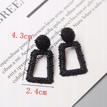 Rock Black Color Metal Flower Drop Earrings f