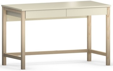BEŻOWE Biurko z Szufladami 120 cm DREWNIANY Stelaż