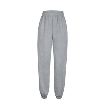 Damskie spodnie dresowe Wygodne, jesienne joggery z wysokim stanem Grube, szare S