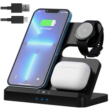 Быстрое беспроводное зарядное устройство 3в1 QI для Samsung S24 S23 S22 QC