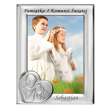 Srebrna Ramka I Komunia Pamiątka Chłopiec + Grawer