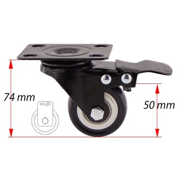 Komplet 4 kół fi50 wózek regał szafka 12PPPUC502K