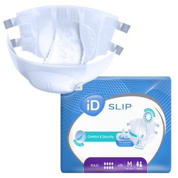 Pieluchy dla DOROSŁYCH iD SLIP MAXI 15 szt. r.M 8K / chłonność 8 kropli