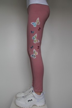 Legginsy Getry Dziecięce RÓŻ sito MOTYLKI 134