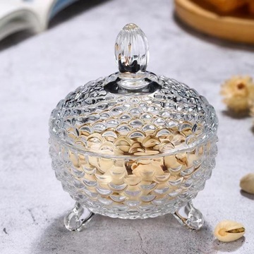 Bombonierka Cukiernica Szklana Przezroczysta ala kryształ na nóżkach 12x10