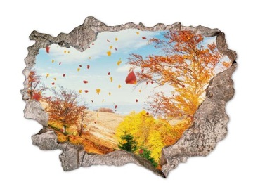 Naklejka na ścianę dziura 3D fototapeta liście