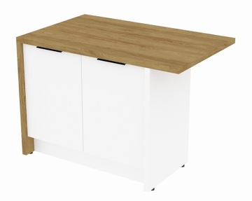 Wyspa kuchenna gotowa do kuchni z białymi szafkami 120 cm dąb hikora