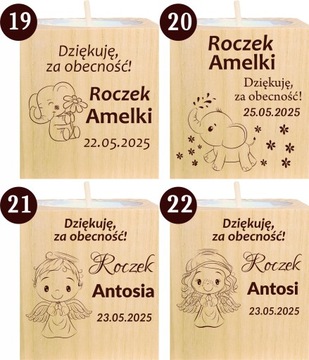 Podziękowanie dla Gości Komunia Chrzest piękny świecznik 1 szt grawer IMIĘ