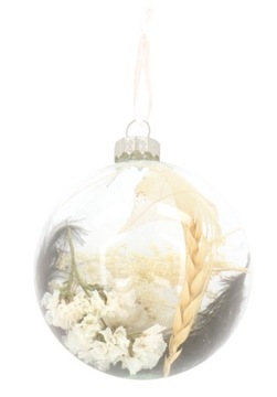 BOMBKA SZKLANA Z SUSZKAMI PAMPASY PIÓRKA BOHO XMAS
