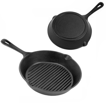 Patelnia Żeliwna Głęboka 25cm GRILLOWA GRILL PT19