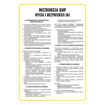 INSTRUKCJA OBSŁUGI INSTRUKCJA BHP INSTRUKCJA MYCIA I DEZYNFEKCJI JAJ