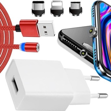 ŁADOWARKA + KABEL + WTYCZKI Micro TYP C do IPHONE X 11 12 13 14 15 Pro Max