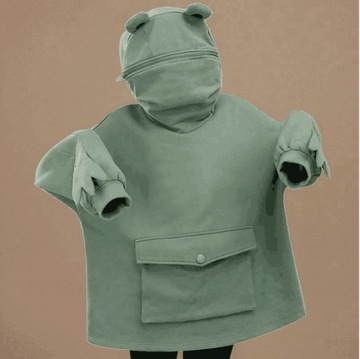 ТЕПЛАЯ ТОЛСТОВКА С ДЛИННЫМИ РУКАВАМИ И КАПЮШОНОМ FROG Толстая