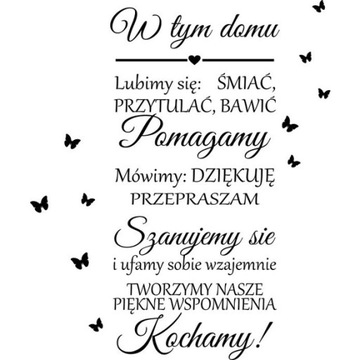 Naklejka na ścianę ścienne napis cytat W Tym Domu