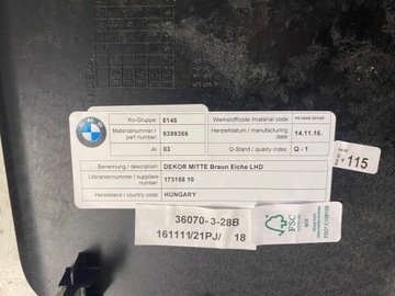 BMW I3 DEKORACE LIŠTA KONZOLA 9287395