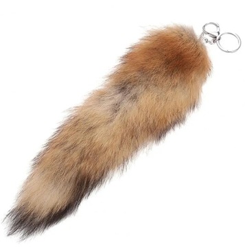 PUCHATY OGON BRELOK ZAWIESZKA OZDOBA HUBERTUS WILK LIS FUTRZAK 22 cm