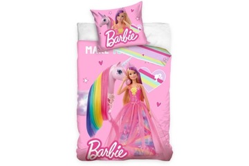 Pościel dziecięca lalka Barbie bawełniana komplet 140x200 koń jednorożec