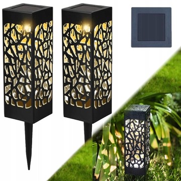 LAMPA SOLARNA OGRODOWA LAMPION STOJĄCA SŁUPEK x2