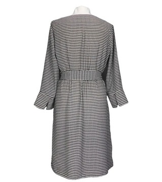 H&M elegancka prosta klasyczna sukienka z wiązanym paskiem pepitka 42/44