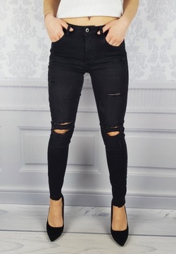 ELASTYCZNE SPODNIE DAMSKIE RURKI - JEANS - DZIURY