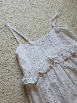 Asos biała sukienka letnia ażurowa na ramiączkach boho bawełniana 36 S