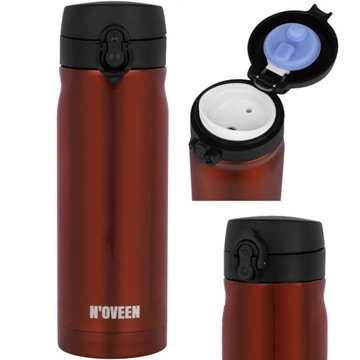 TERMOS NA KAWĘ HERBATĘ BUTELKA 400ML SZCZELNY N'OVEEN TB825 RED CZERWONY