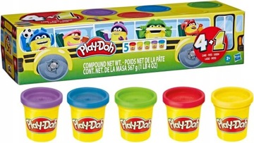 PLAY-DOH CIASTOLINA 4+1 ZESTAW - 5 RÓŻNYCH KOLORÓW - 5 TUB