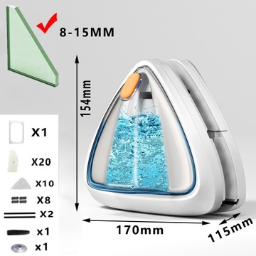 MYJKA DO MYCIA OKIEN SZYB MAGNETYCZNA DWUSTRONNA Z WYPELNIONE WODA 8-15mm