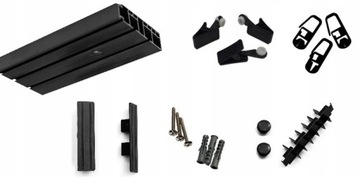 Karnisz sufitowy podwójny CZARNY PCV 330 cm szyna sufitowa agrafki