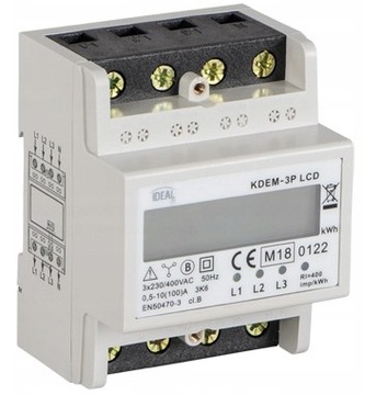 Licznik zużycia energii elektrycznej, 3 fazowy, 100A KDEM-3P LCD IDEAL