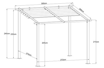 Пергола-терраса, серая с бежевым покрытием, 3х2,9 м
