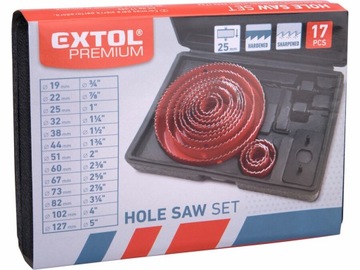 Zestaw otwornic do drewna GK mebli Extol Premium, 13 średnic Ø19-127mm