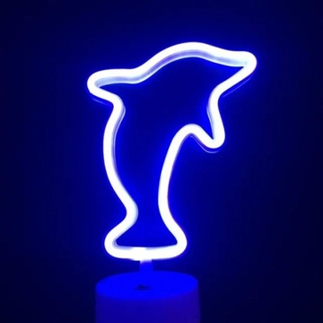 NEON LED DEKORACYJNY DELFIN OZDOBA multikolor USB/Baterie