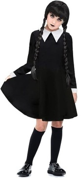 PRZEBRANIE STRÓJ SUKIENKA WEDNESDAY ADDAMS 104 110