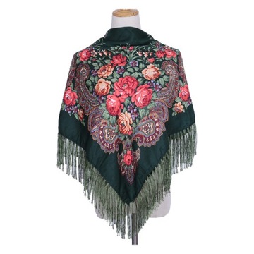 Szalik z nadrukiem retro Styl boho, szeroki z