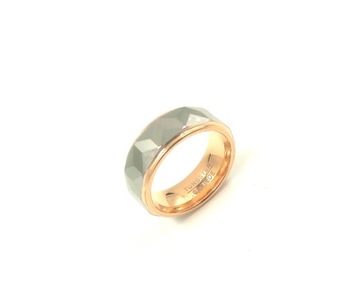 Pierścień Sygnet Obrączka Wolfram szaro-złota