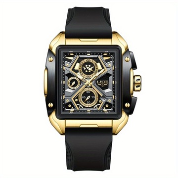 Мужские часы LIGE на силиконовом ремешке Водонепроницаемый светящийся хронограф