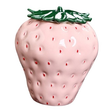 Керамический герметичный контейнер для хранения в форме клубники, переносной, розовый